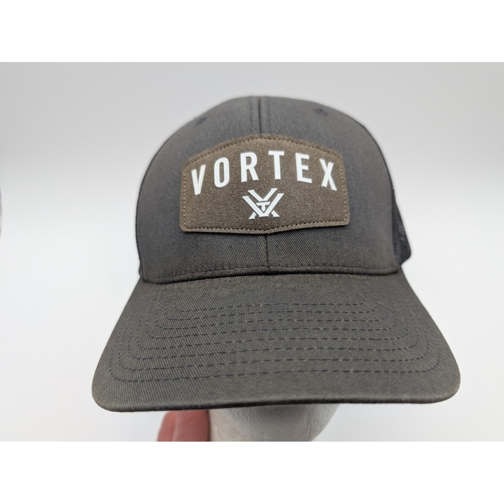 Vortex Optics Mens Gray Trucker Hat Mesh Snapback Logo Patch Cap
